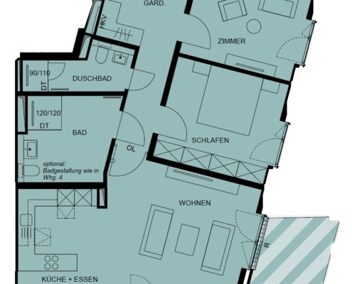 Wohnung 1 Grundriss Ausschnitt