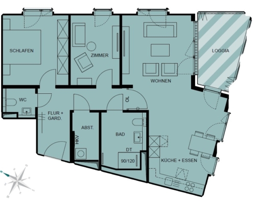 Wohnung 7 Grundriss Ausschnitt